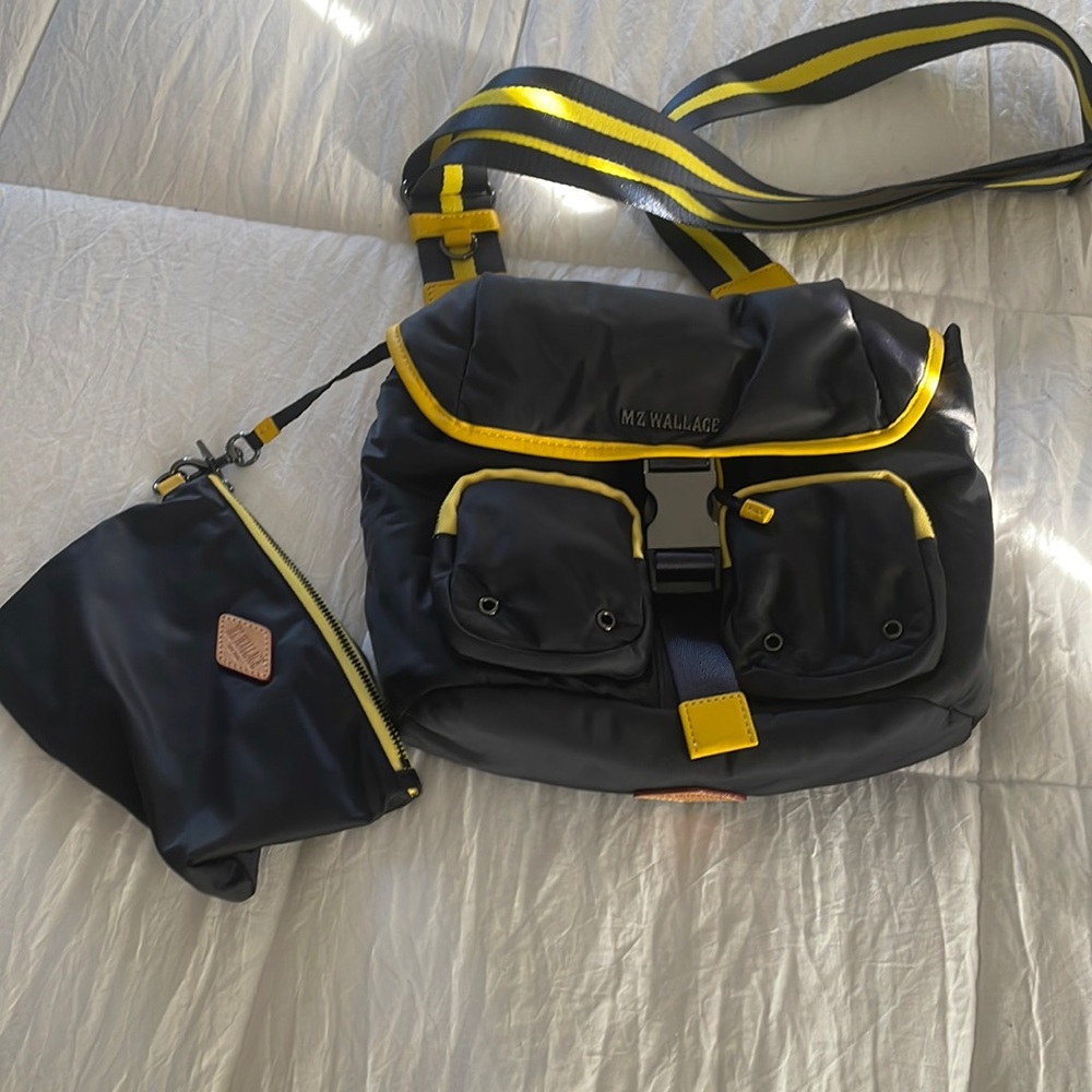 BRAND NEW MZ Wallace navy and yellow Apex Crosbody